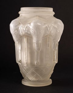 Vase signed Edmond Etling, "The Elephants"