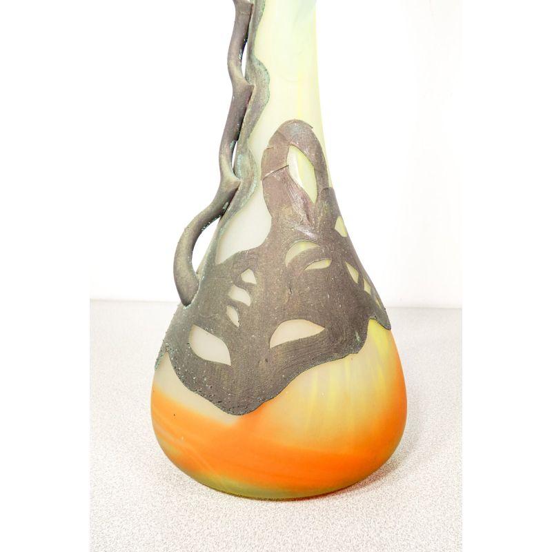 Vase Signed in Blown Glass and Copper, France For Sale 4