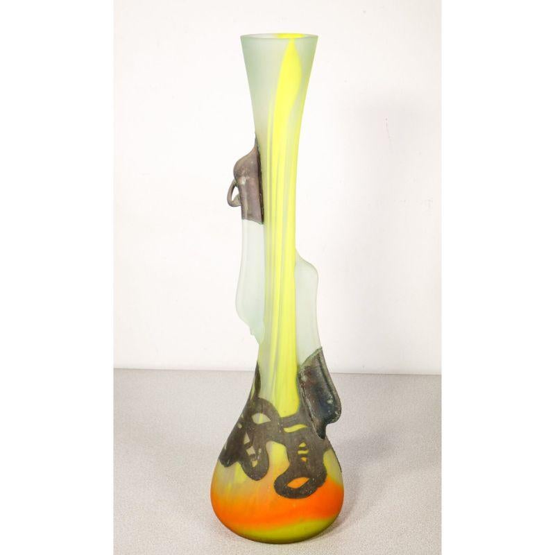 Vase Signed in Blown Glass and Copper, France In Excellent Condition For Sale In Torino, IT