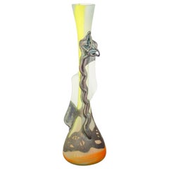 Vase Signed in Blown Glass and Copper, France