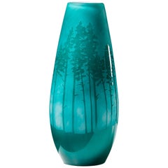 Vaso 'Skogsbruk, Gryning I', disegnato da Sissi Westerberg per Reijmyre, Svezia, Blu