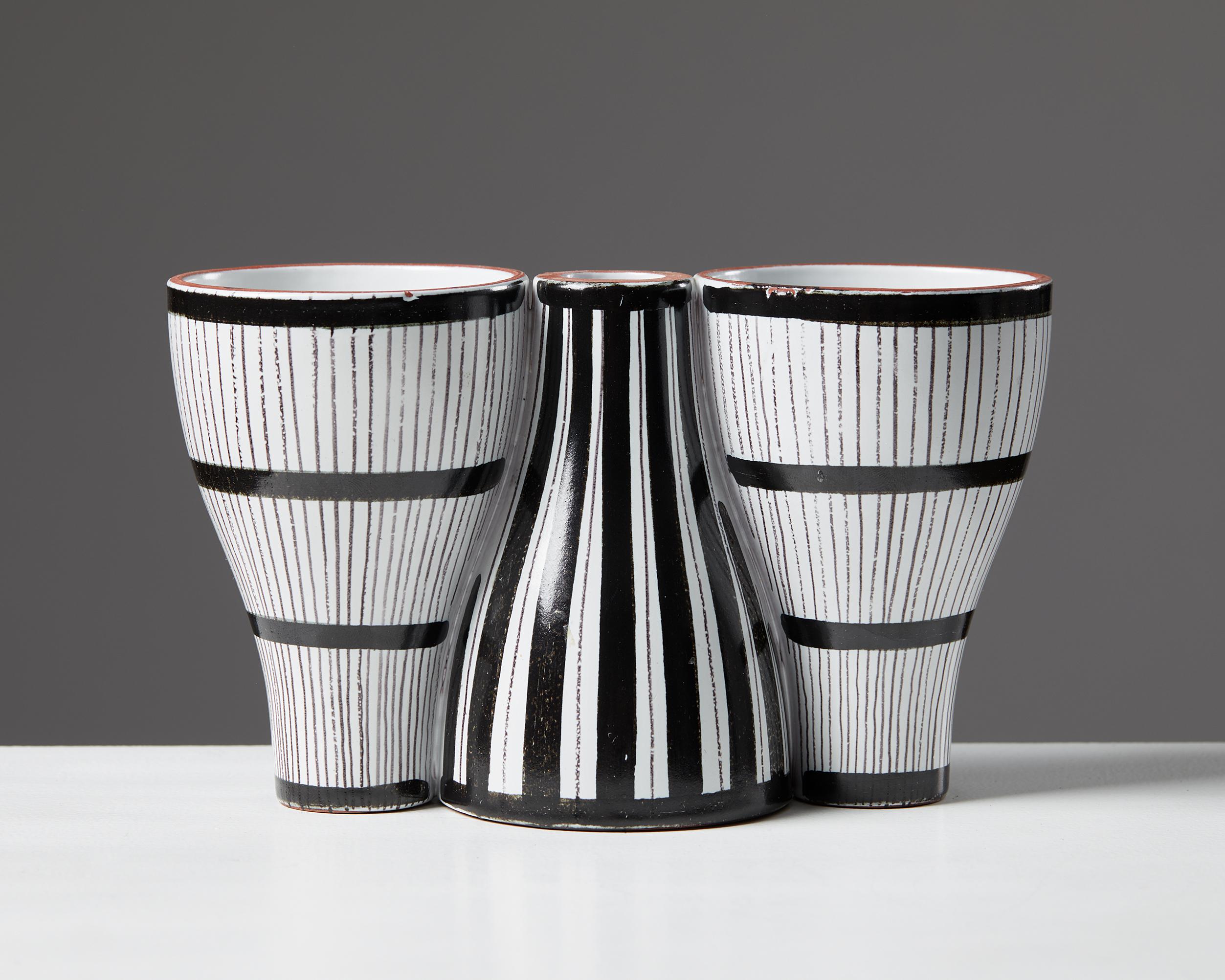 Mid-Century Modern Vase “Snurran” Designed by Stig Lindberg for Gustavsberg, Sweden, 1940s