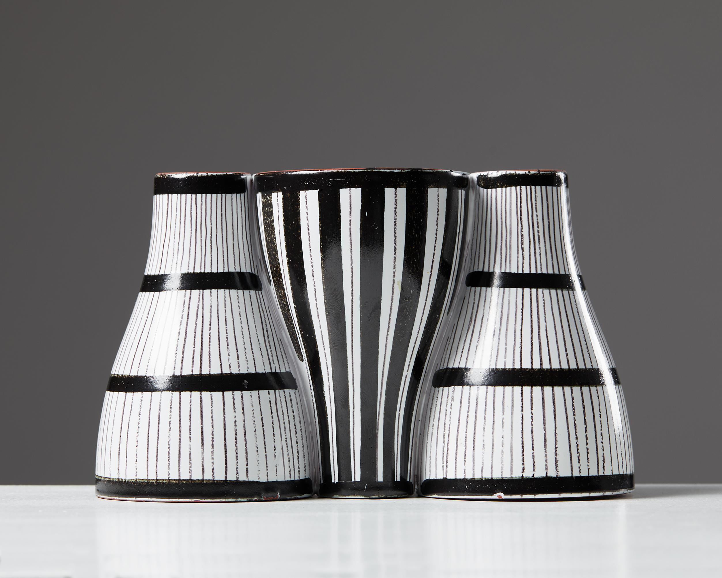 Swedish Vase “Snurran” Designed by Stig Lindberg for Gustavsberg, Sweden, 1940s