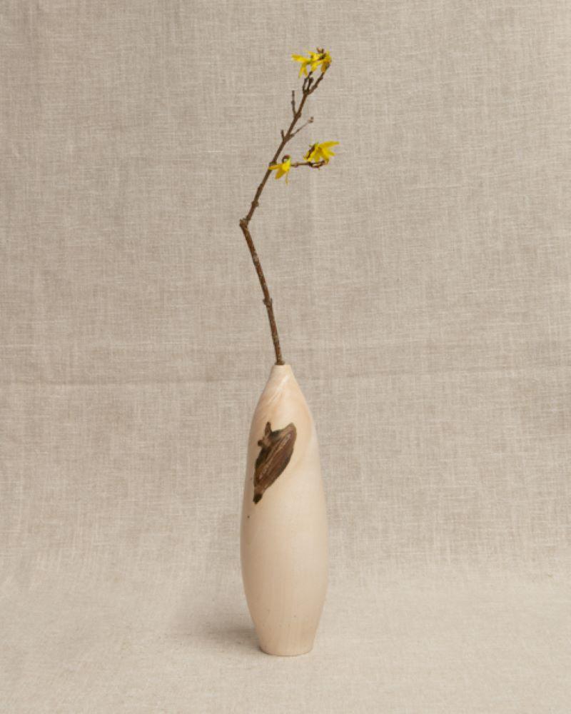 Minimalist Soliflore vase, red beech wood, handmade in France, unique piece 