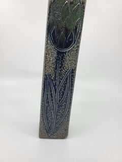 Jean Claude Monange Grès Vase, Floral Décor, French Vintage, 1970