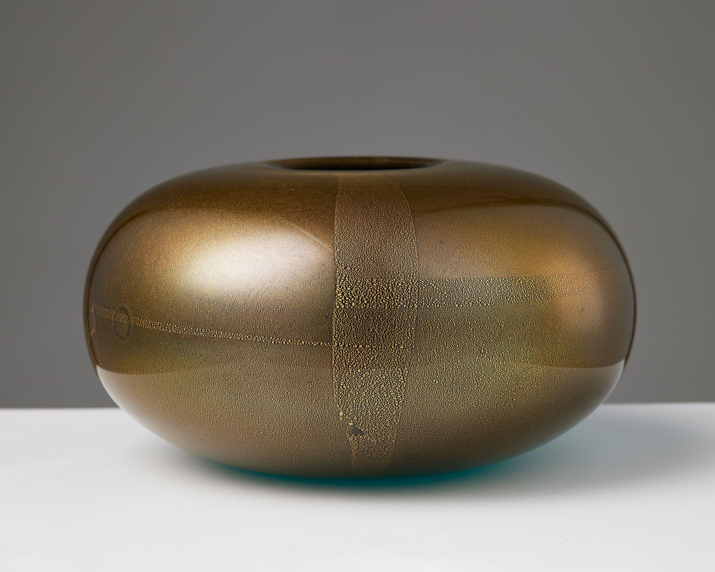Jarrón 'Sommerso Oro'diseñado por Laura Diaz de Santillana para Venini Murano, Italia Italiano en venta