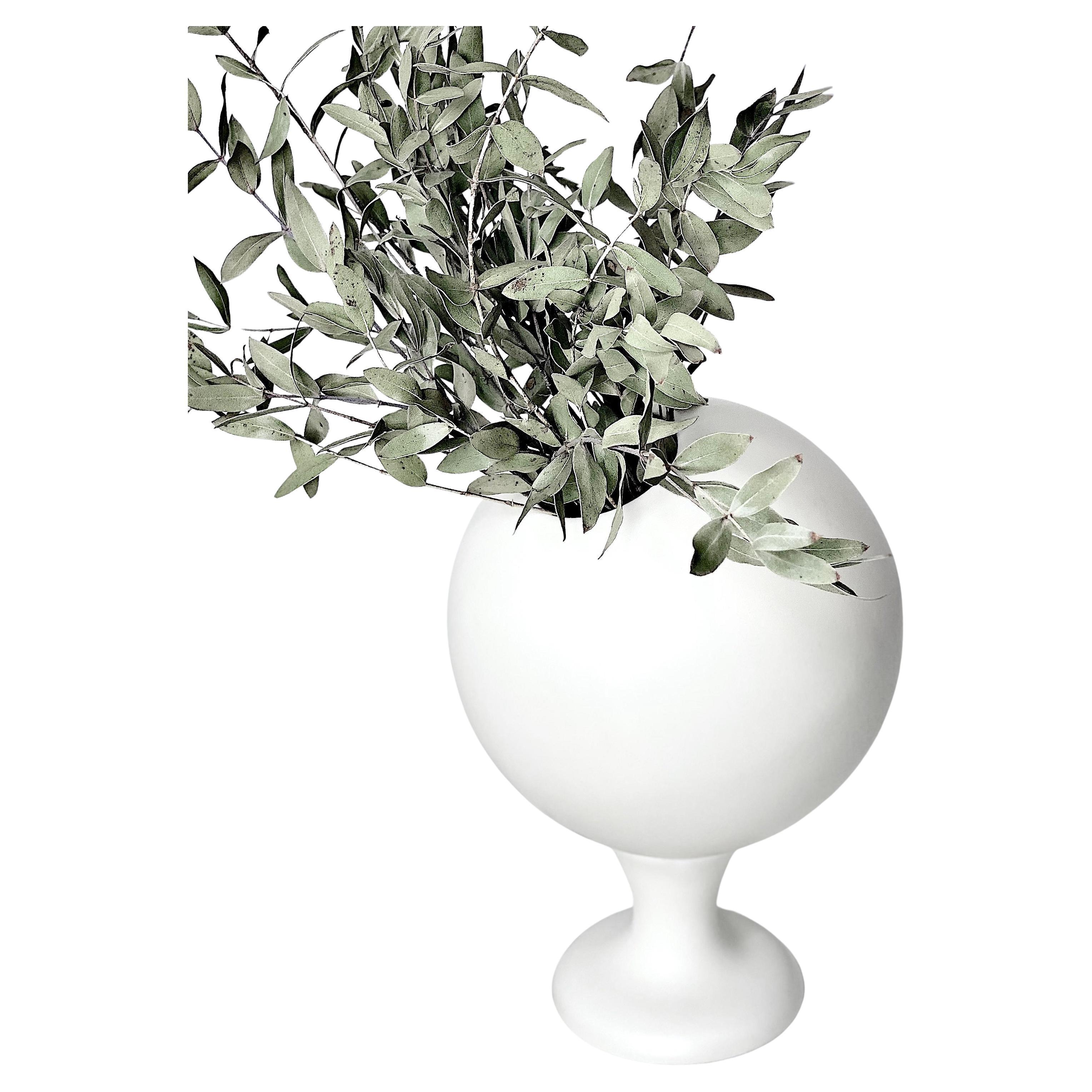 Contemporary White Matte Stoneware Vase, Minimalist Design SOUVENIR