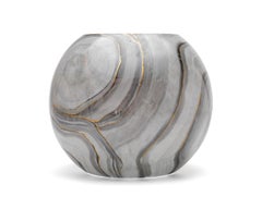 Marmo Vase Sphere Marble with Gold Rim by Vetrerie di Empoli