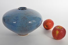 Vase Studio Ceramics by Görge Hohlt Katzbach 1930 Blue Crystal Glaze, 1989