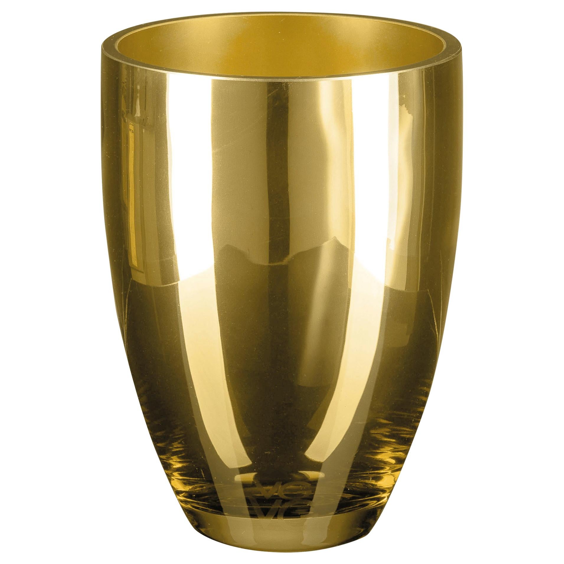 Vase Tik, Gold Color, in Glass, Italy