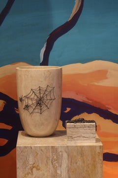 Vase Travertino Grey Anne, Charlotte's Web by Giansanti Home x Bernard Delletrez