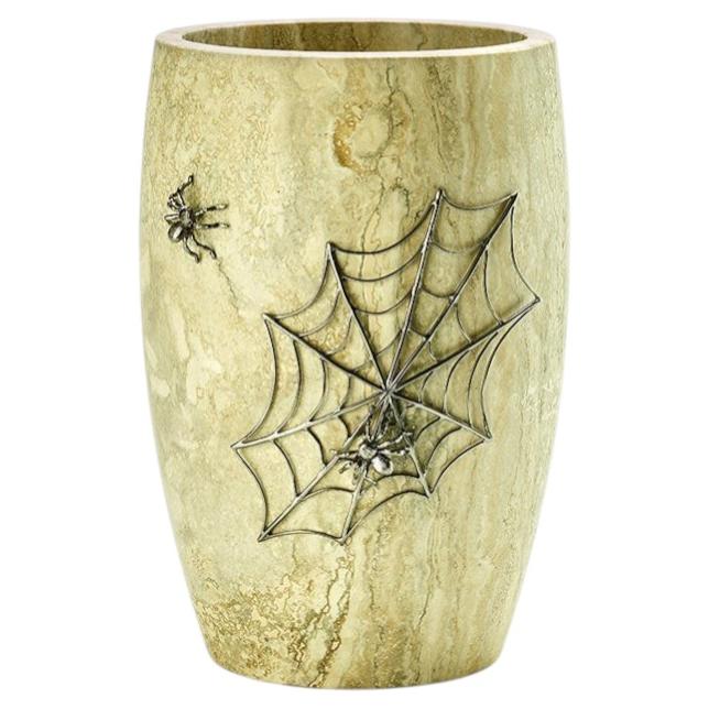 Vase Travertino Grey Anne, Charlotte's Web by Giansanti Home x Bernard Delletrez