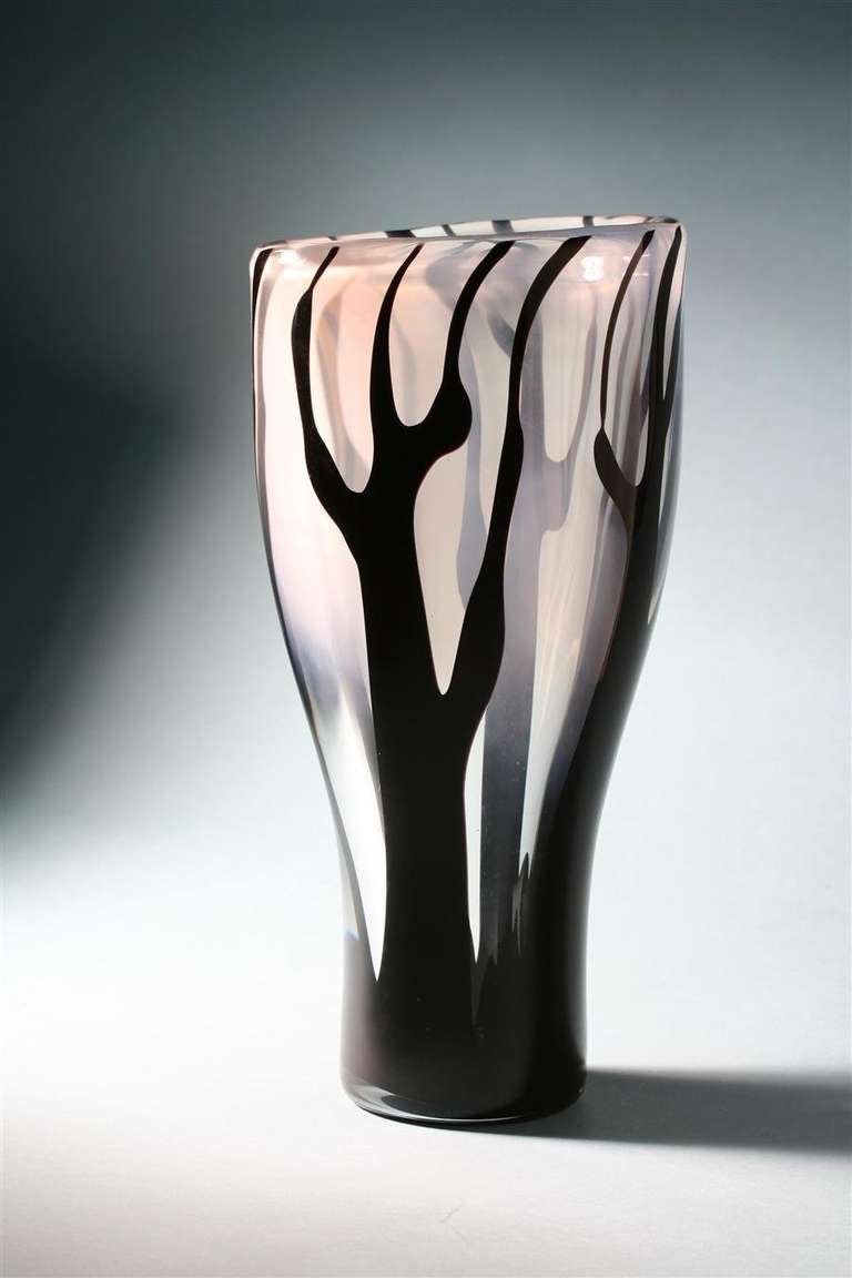Vase. Trees in the Mist. Designed by Vicke Lindstrand for Kosta, Sweden, 1954.