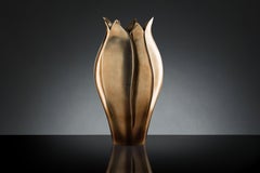 Vase Tulip High, Ceramic, Brass Metal Finish, Italy