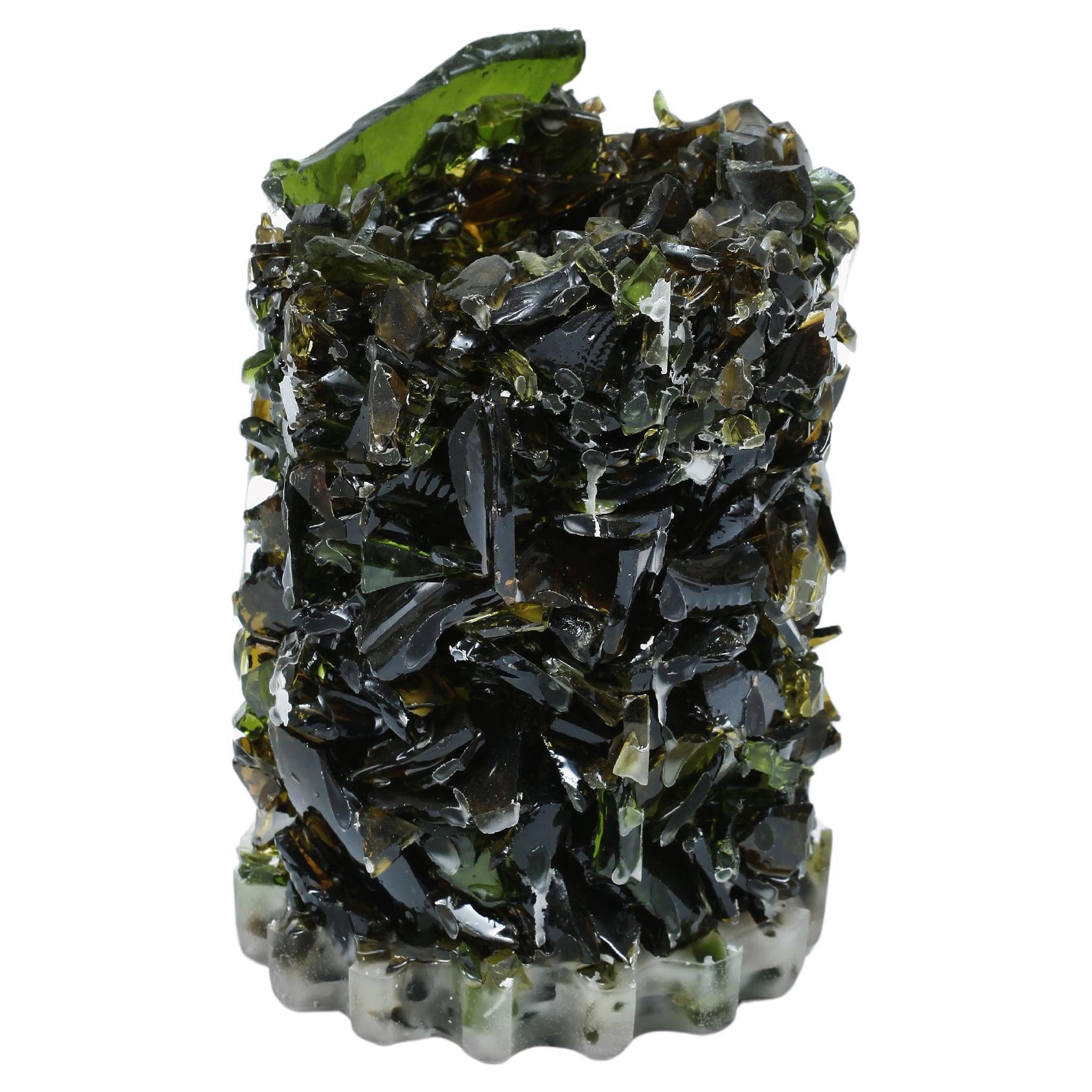 Unique handcrafted vase made from crushed wine bottle glass – VASE Three.