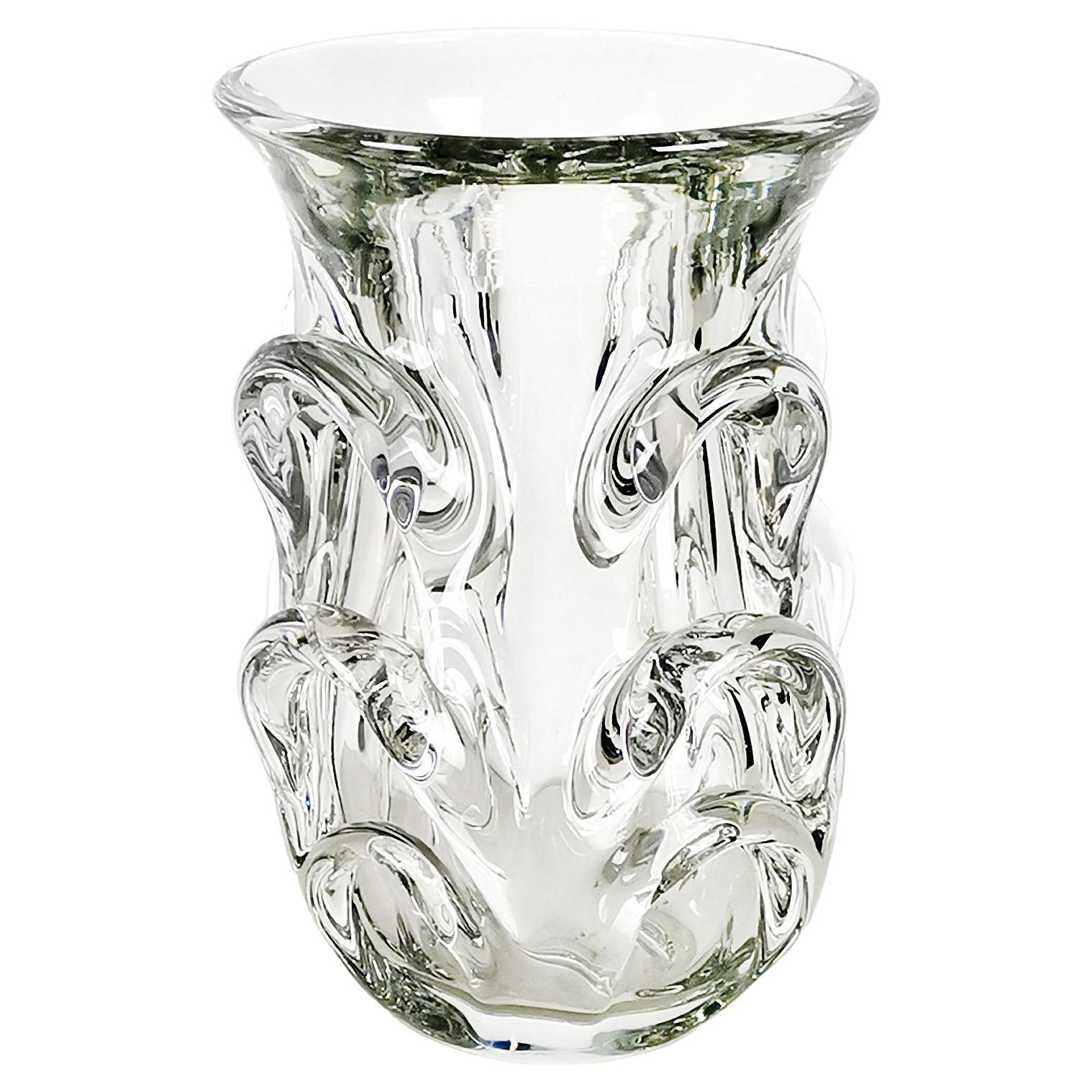 Vase en cristal moderne du milieu du siècle dernier du Val Saint Lambert, Belgique, 1950