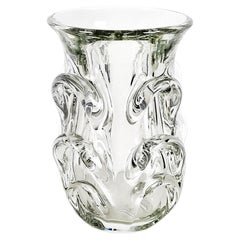 Jarrón de cristal moderno de mediados de siglo Val Saint Lambert - Bélgica, 1950