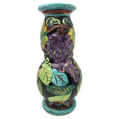 Vase Vallauris en céramique Français décor  à l'or fin Côte-d'Azur 1960 Vintage