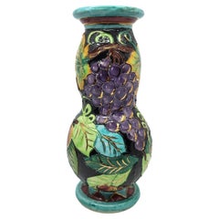 Vase Vallauris en céramique Français décor  à l'or fin Côte-d'Azur 1960 Vintage
