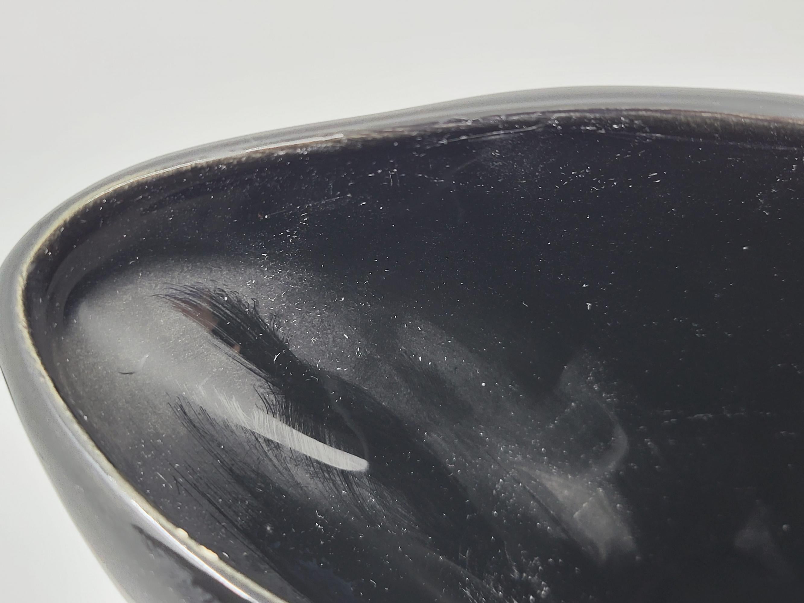 Ceramica Vaso  Vallauris AM in céramique française noir orange Costa Azzurra 1950 Vintage in vendita