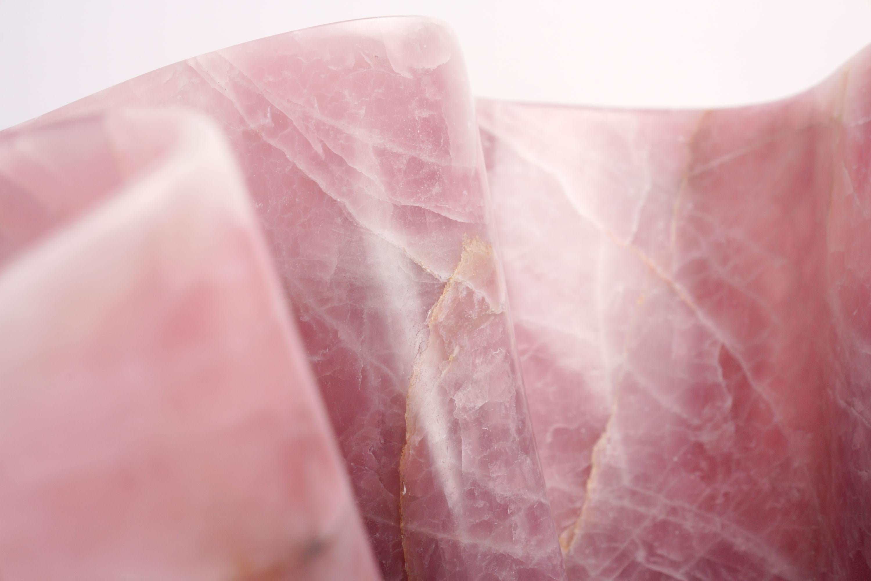 Jarrón Vasija Escultura Mármol Rosa Cuarzo Diseño Coleccionable Hecho a Mano Italia en venta 2