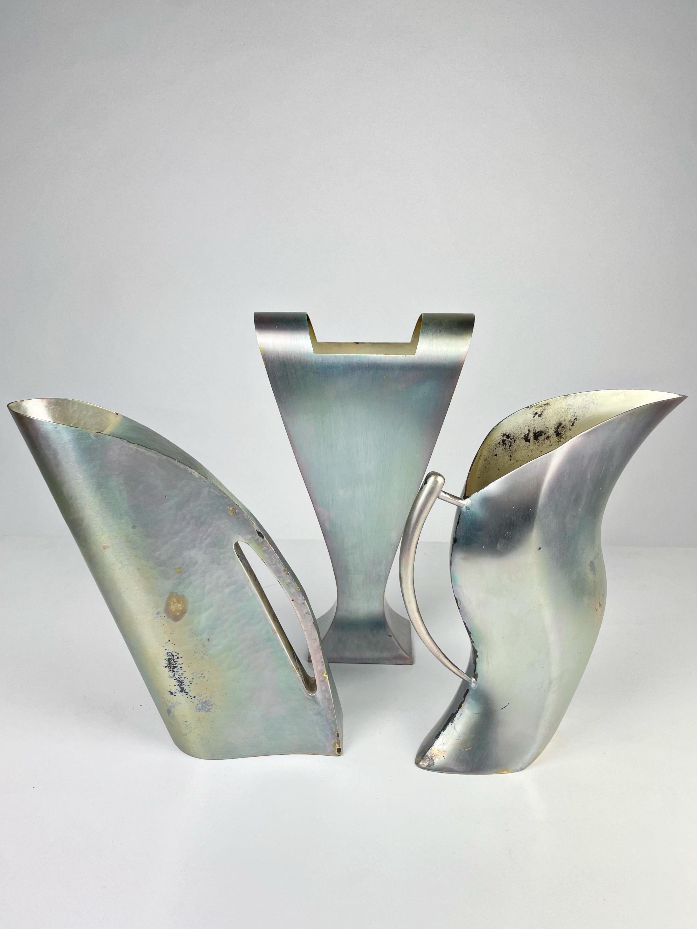 Silvered Vase von Massimo Iosa Ghini für Design Gallery Milano um 1989 For Sale
