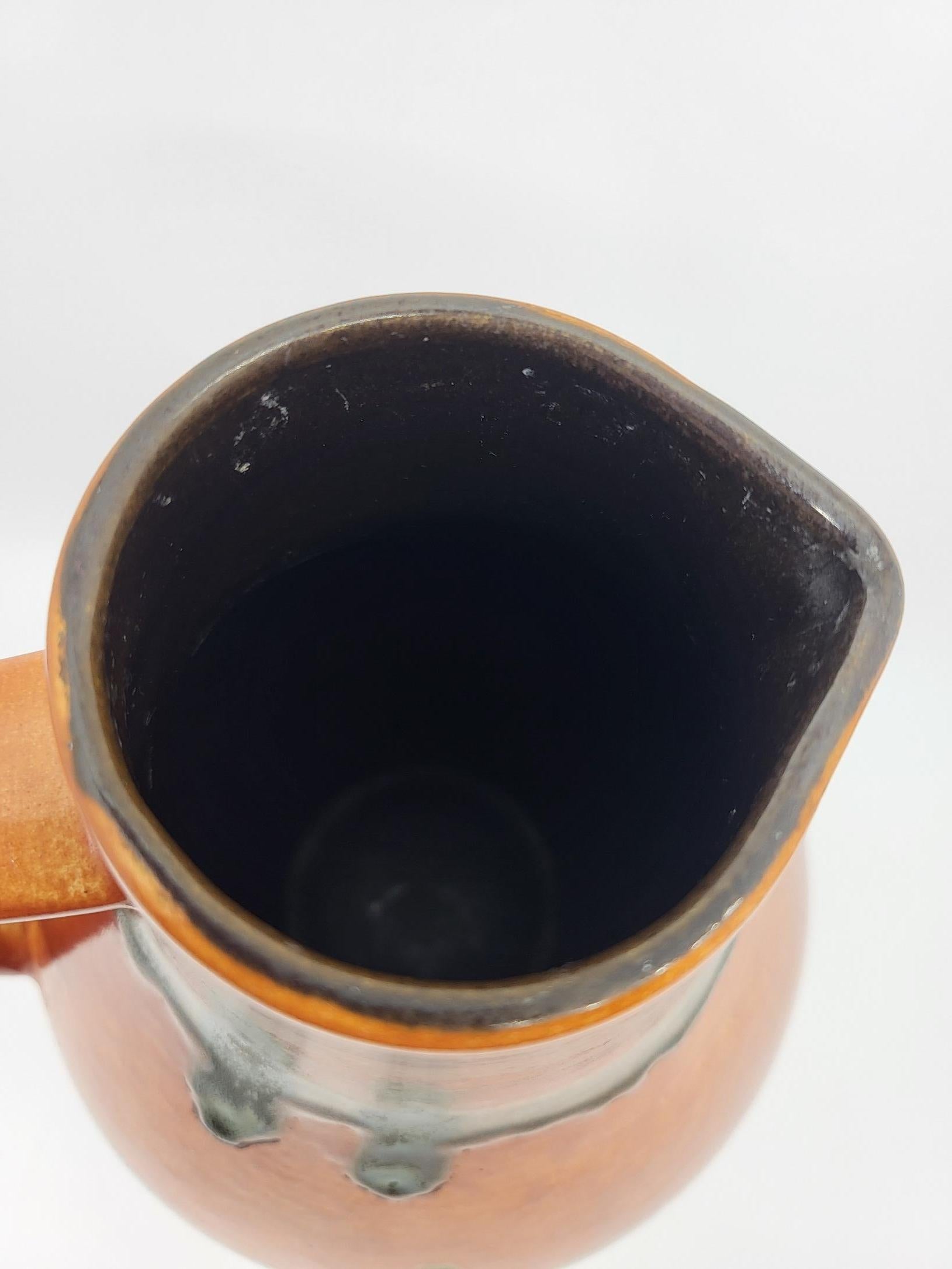 Mid-Century Modern Vase West Germany en céramique Orange et Vert Allemagne 1970 Vintage For Sale