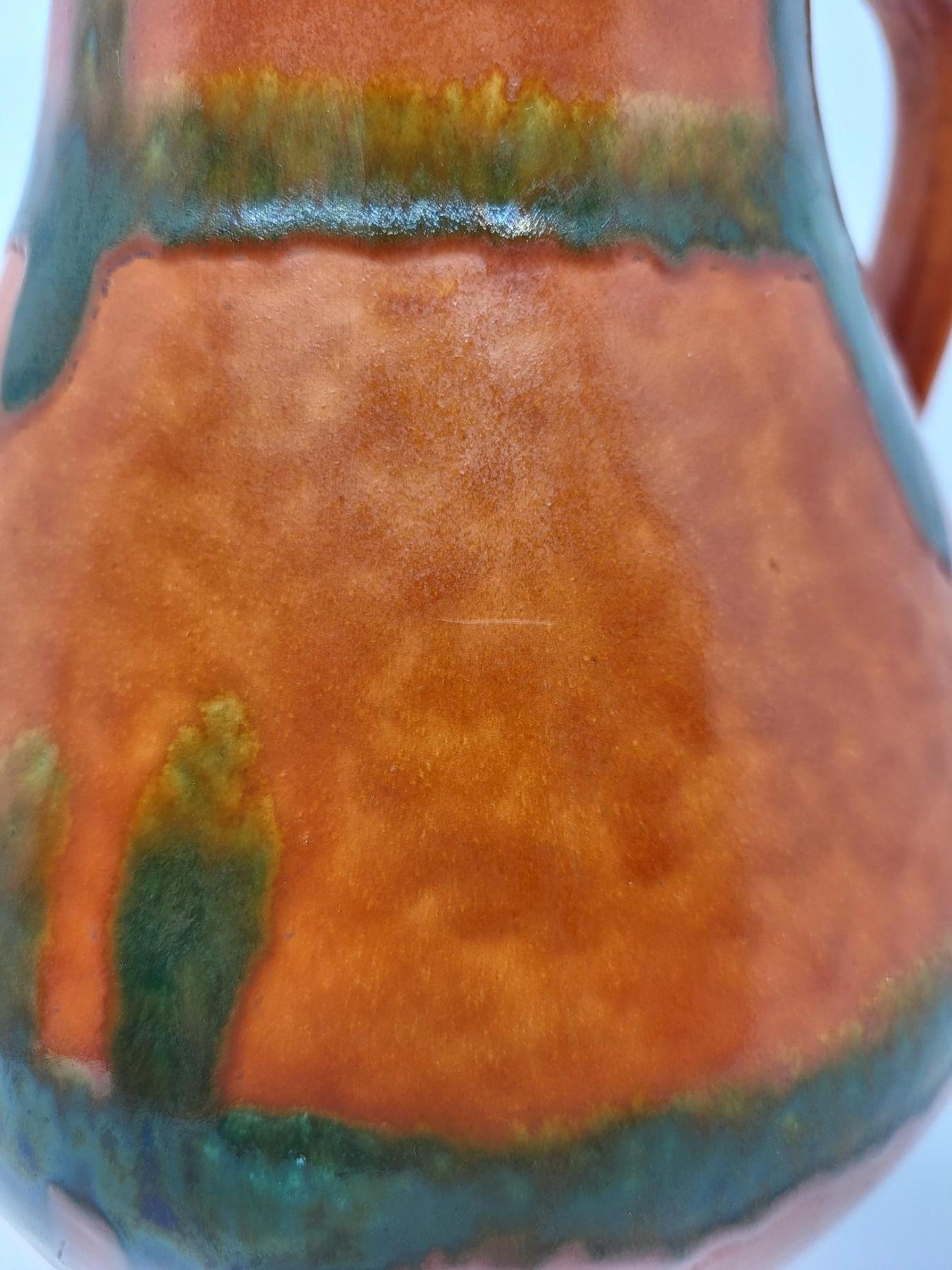 20th Century Vase West Germany en céramique Orange et Vert Allemagne 1970 Vintage For Sale
