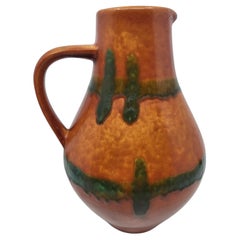 Vase West Germany en céramique Orange et Vert Allemagne 1970 Vintage