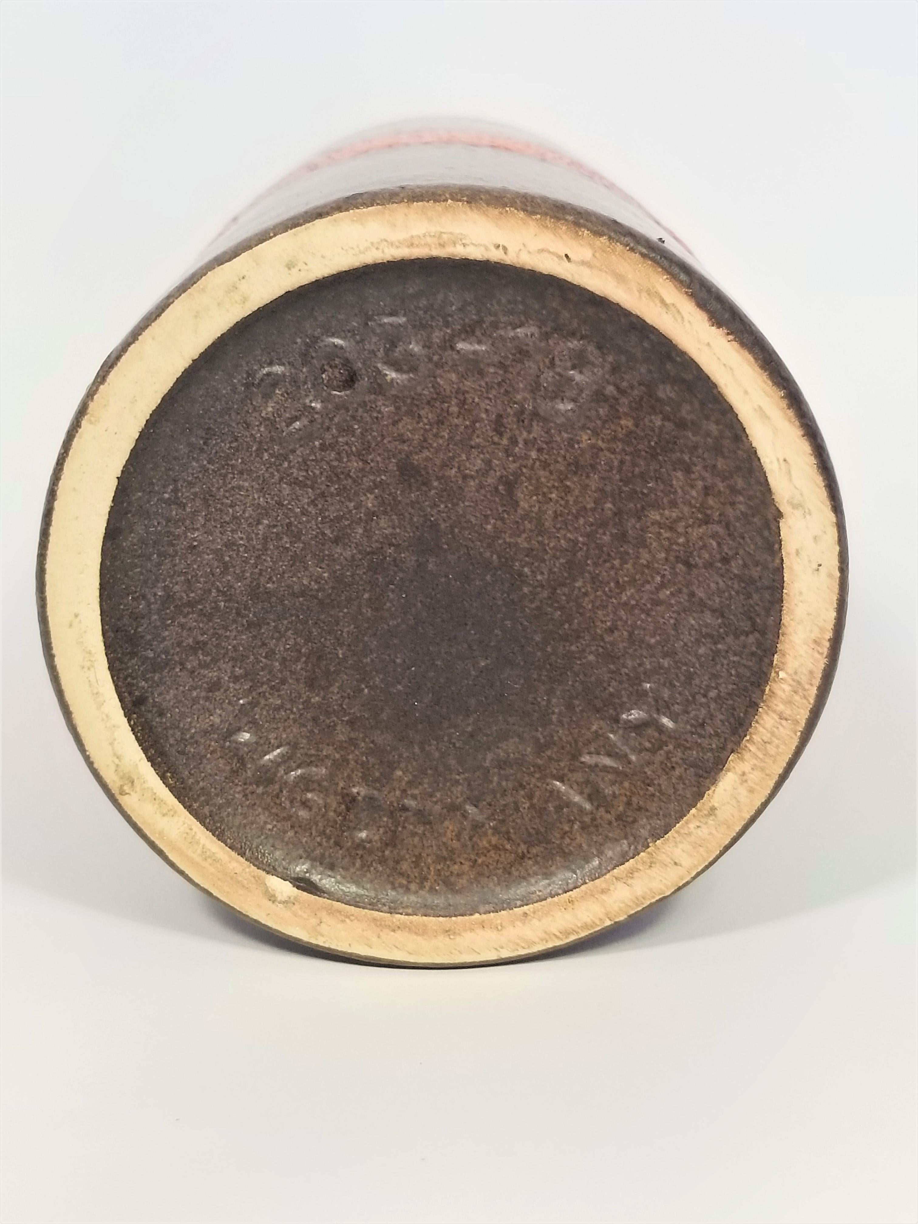 Vaso Germania Ovest Midcentury 1960s Ceramica smaltata Astratta Marrone Arancione in vendita 6