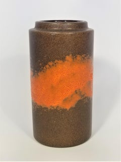 Vase West Germany Midcentury 1960s Glazed Ceramic Abstract Brown Orange