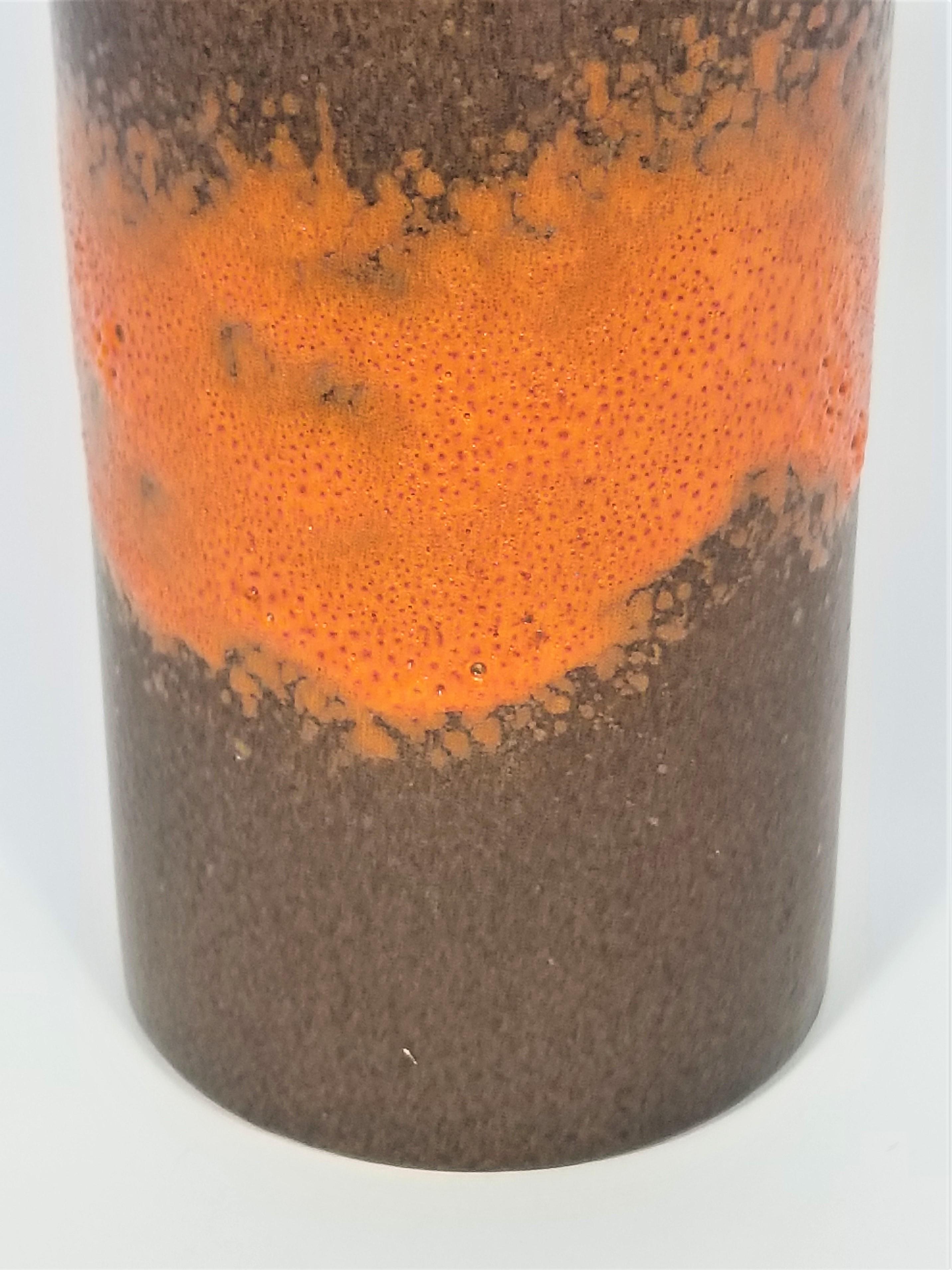 Vaso Germania Ovest Midcentury 1960s Ceramica smaltata Astratta Marrone Arancione in vendita 4
