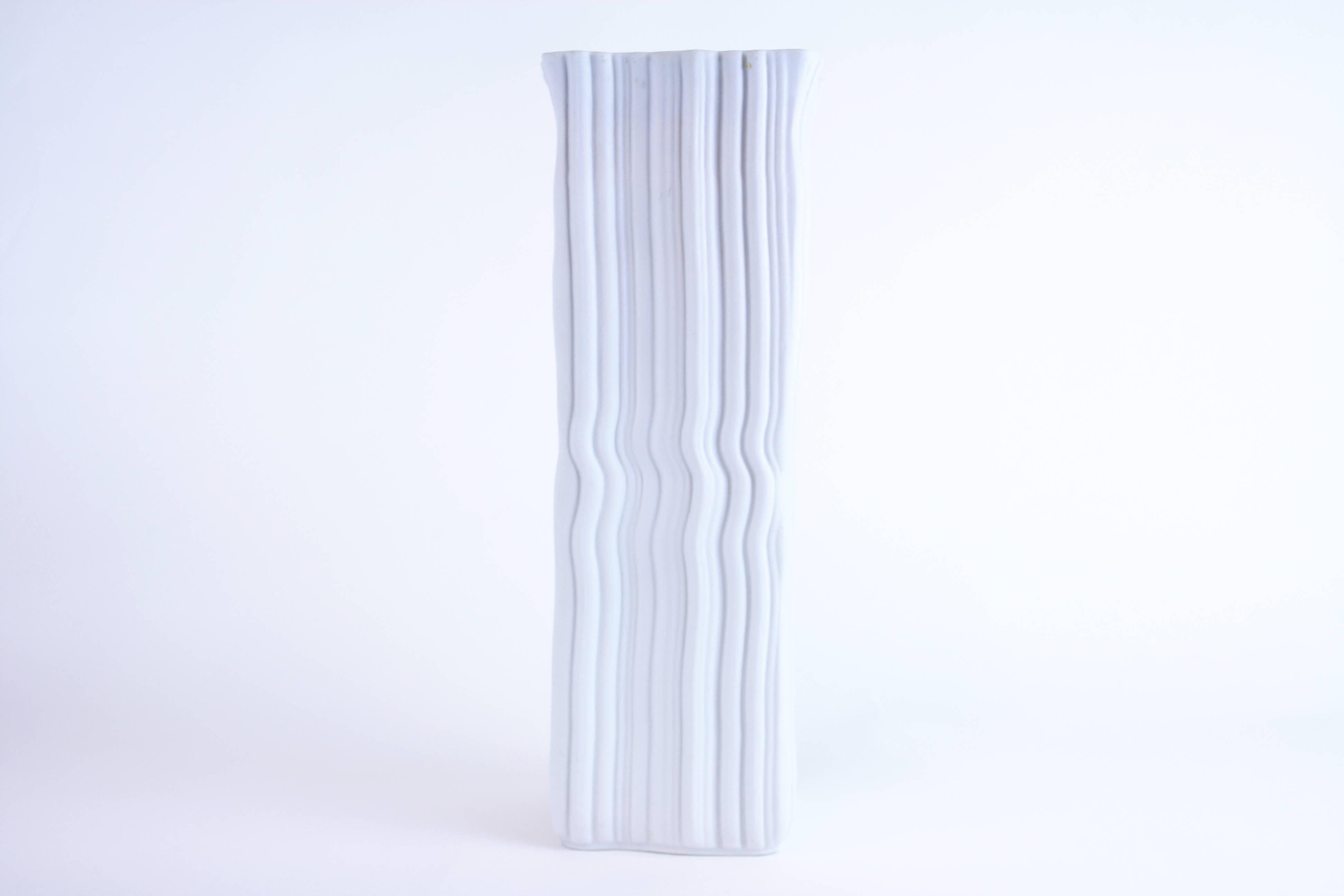 Vase White Bisquit Porcelain Design by Naaman Israel 1990s For Sale 1