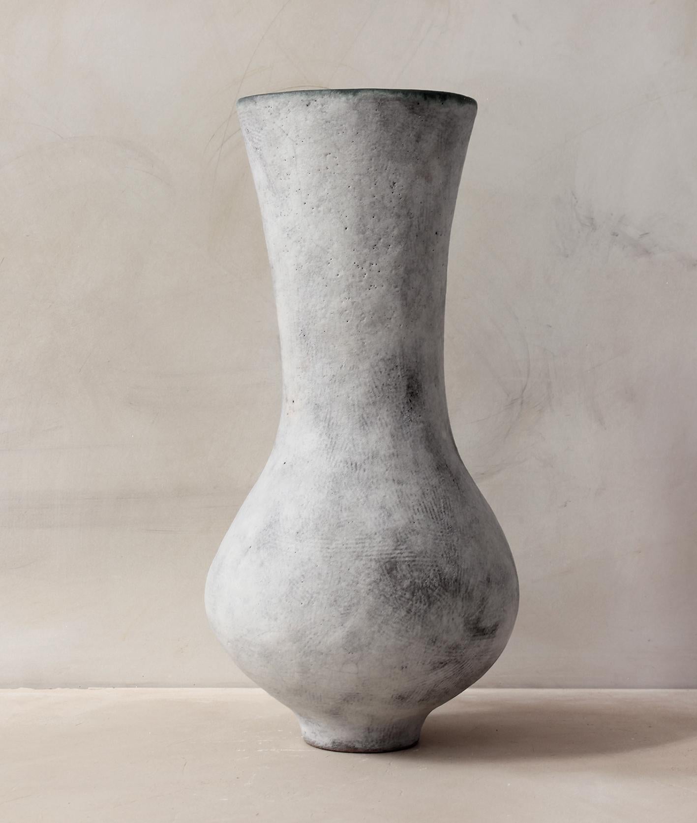 Ghostcup vase by Silvia Valentín
2019
Signed
Materials: Stoneware, mineral glaze
Dimensions: diameter 18 cm x 36.5 cm high
Weight: 2.730 kg

Silvia Valentín
Graduated in Fine Arts in 1991. 
Restorer of wall paintings and