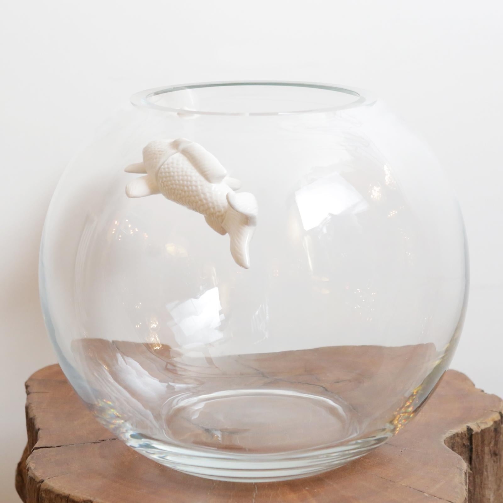 white fish vase