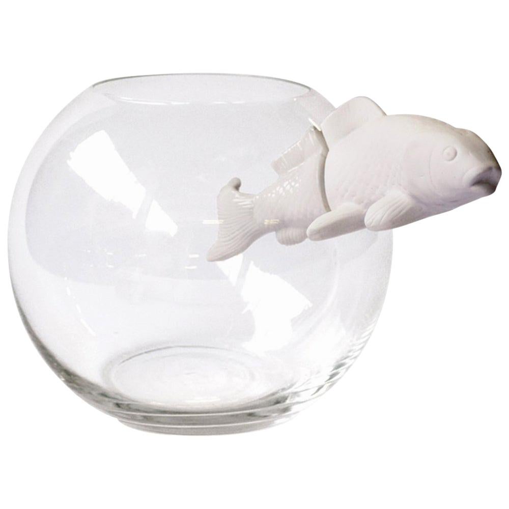 Vase White Fish in Ceramic