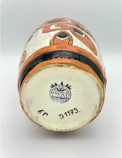 Vase With a Decoration of Polychrome Stylized Flowers on Cracked White Bottom