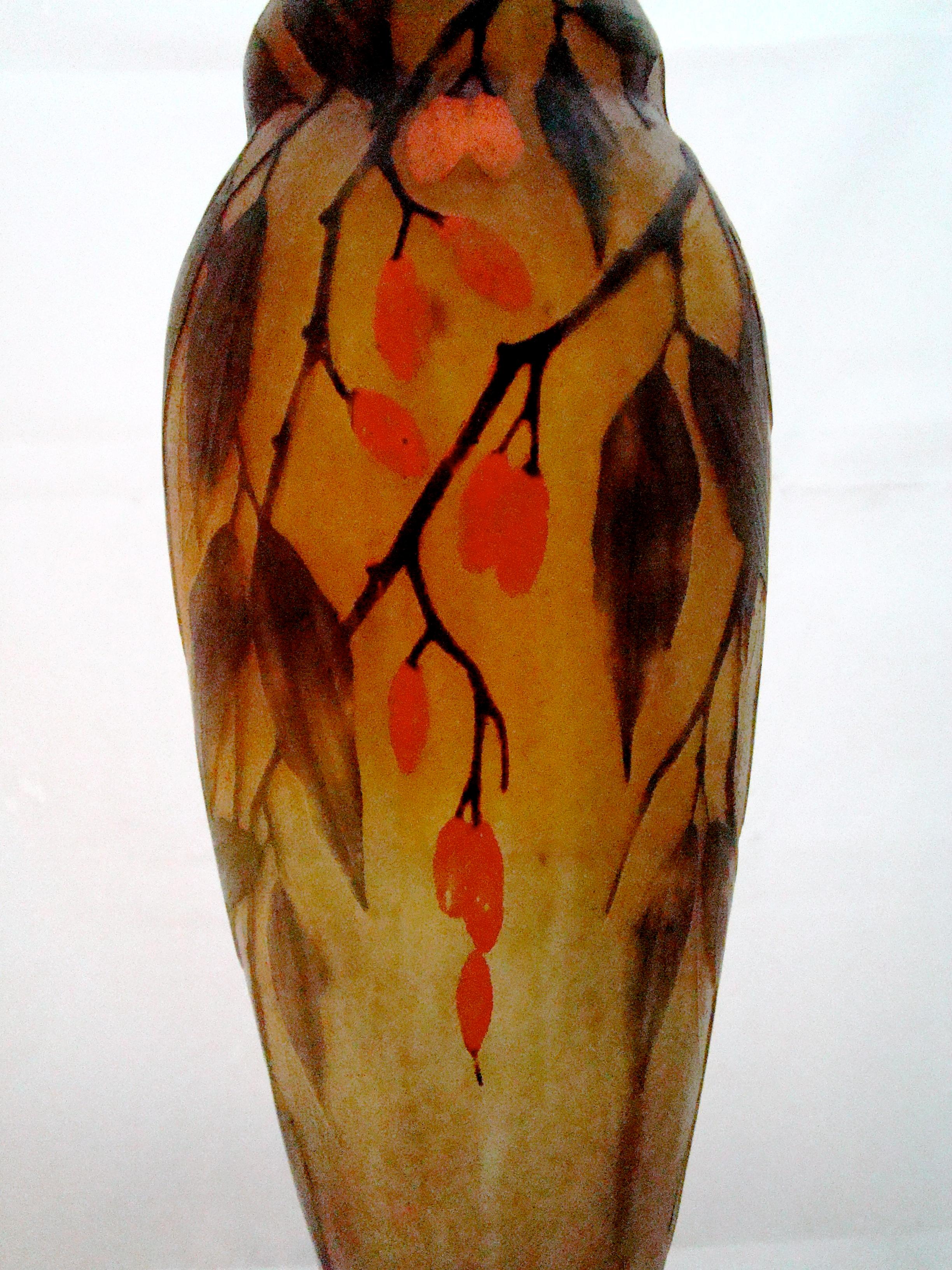 Vase With applications, Sign: Daum Nancy France, Style:  Art Nouveau, 1910 For Sale 5