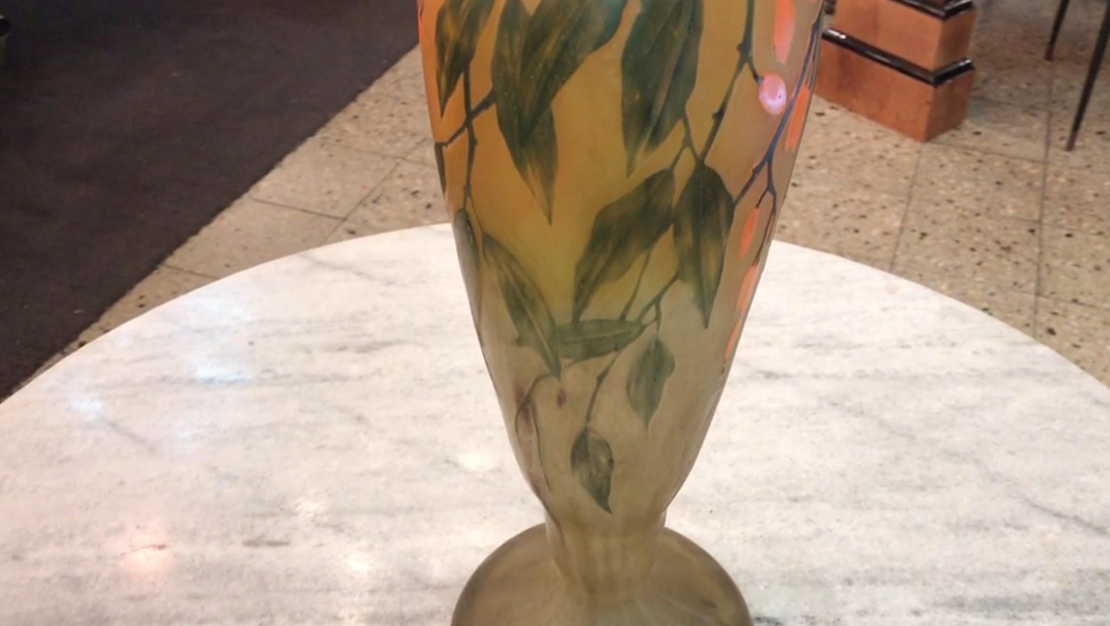 Vase With applications, Sign: Daum Nancy France, Style:  Art Nouveau, 1910 For Sale 14