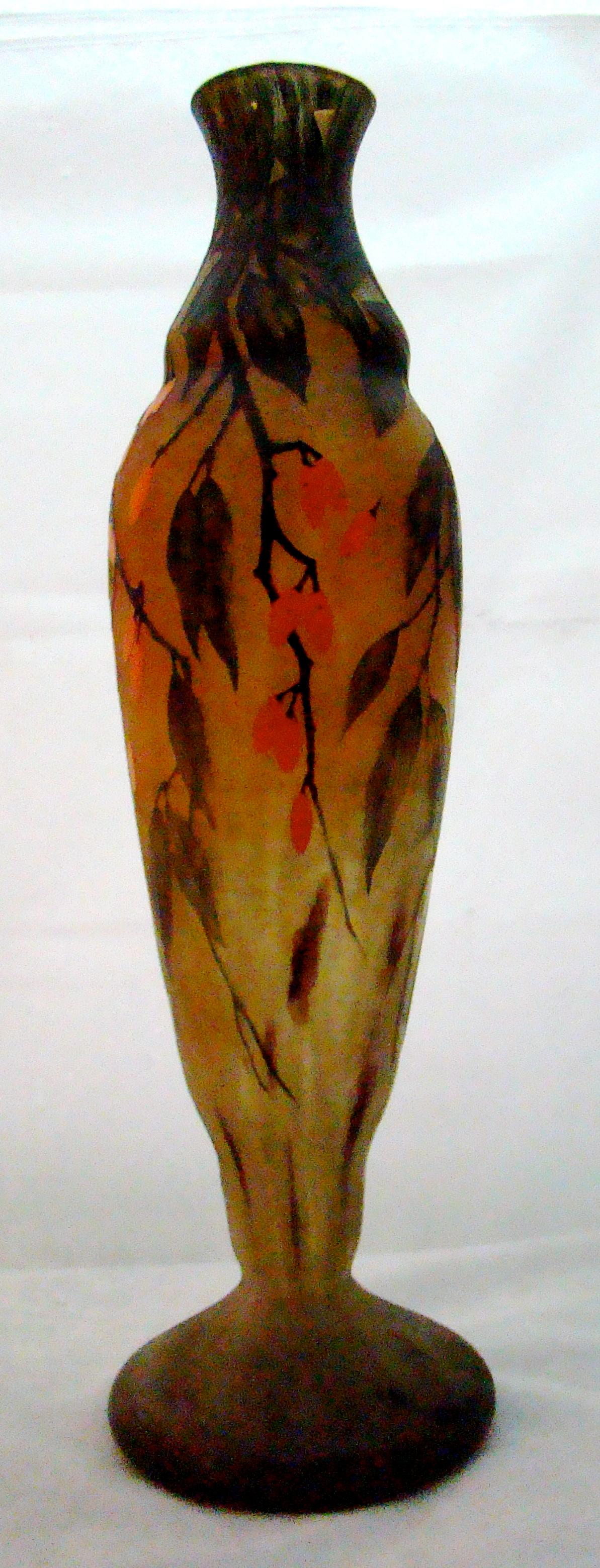 Glass Vase With applications, Sign: Daum Nancy France, Style:  Art Nouveau, 1910 For Sale