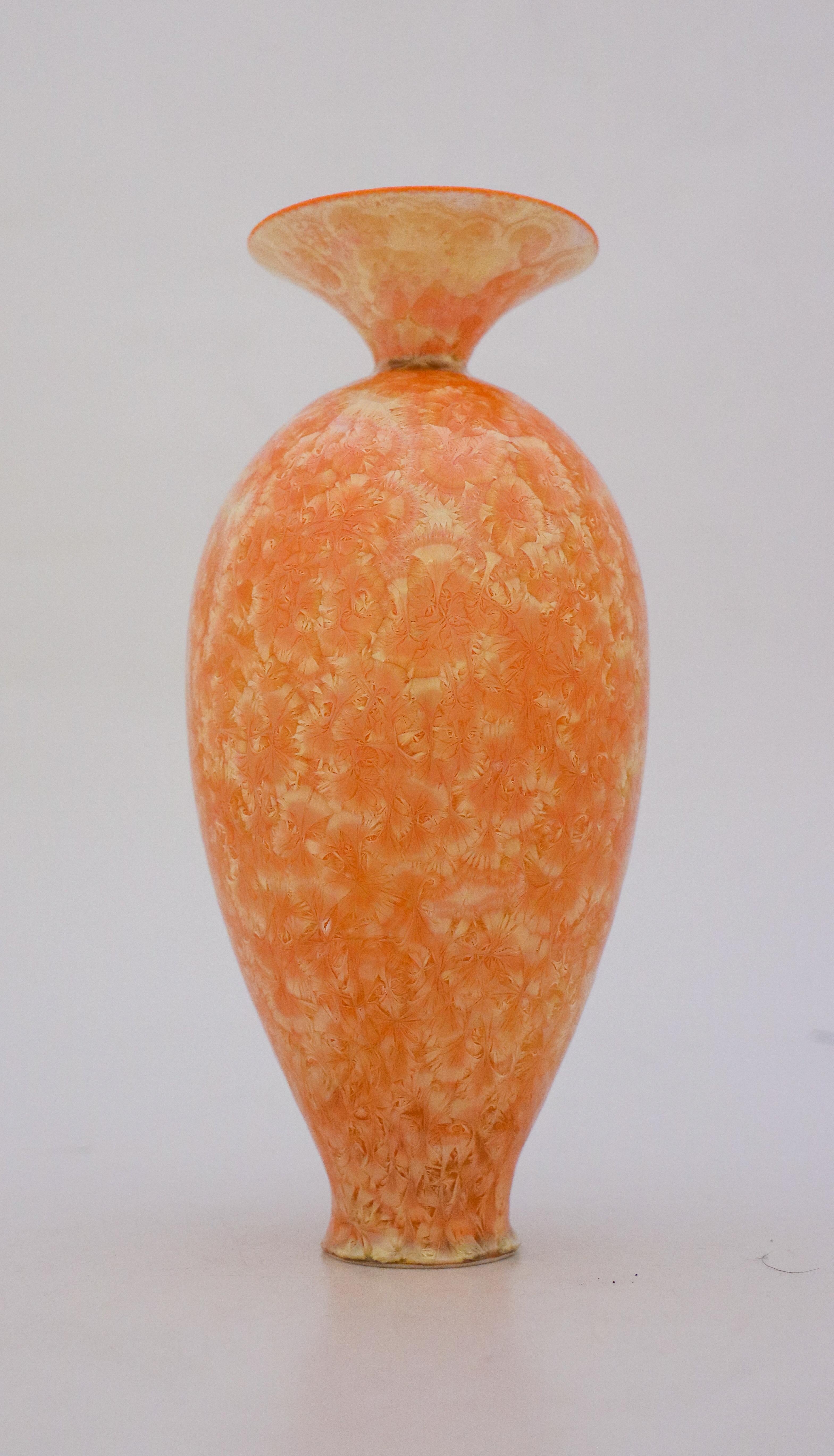 Scandinavian Modern Vase with Apricot Crystalline Glaze Isak Isaksson Contemporary Sweden Ceramic