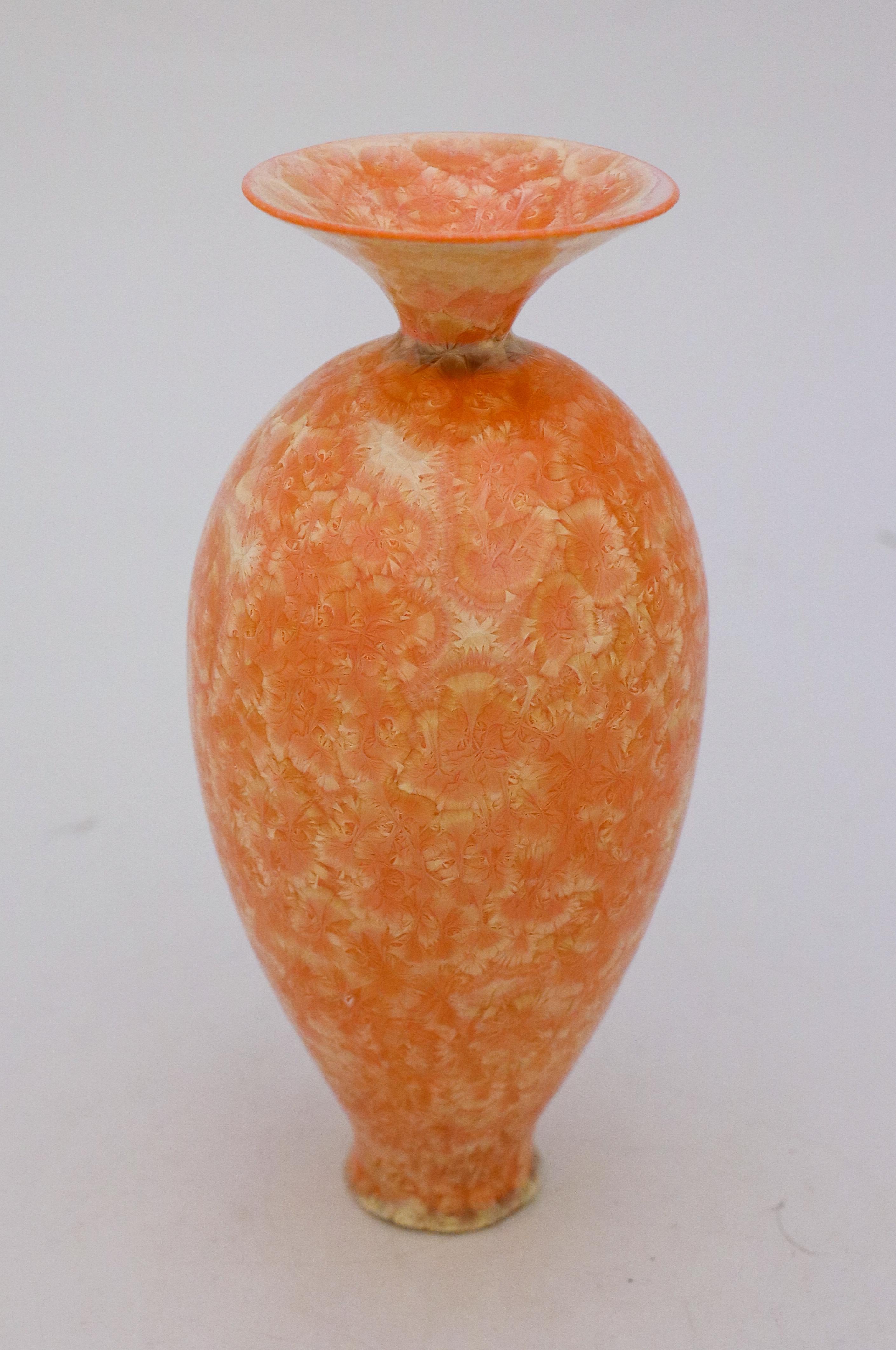 Swedish Vase with Apricot Crystalline Glaze Isak Isaksson Contemporary Sweden Ceramic