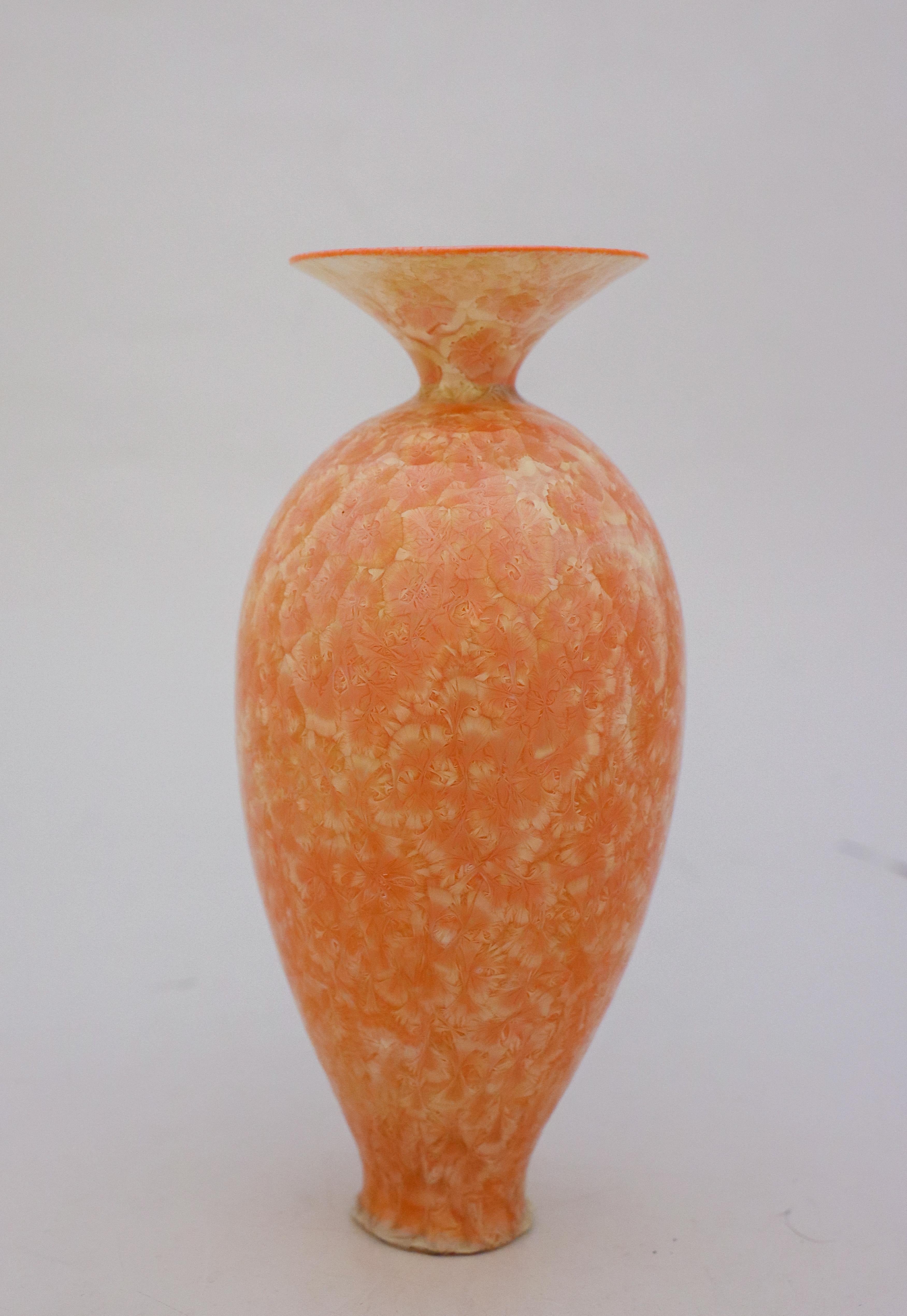 Glazed Vase with Apricot Crystalline Glaze Isak Isaksson Contemporary Sweden Ceramic