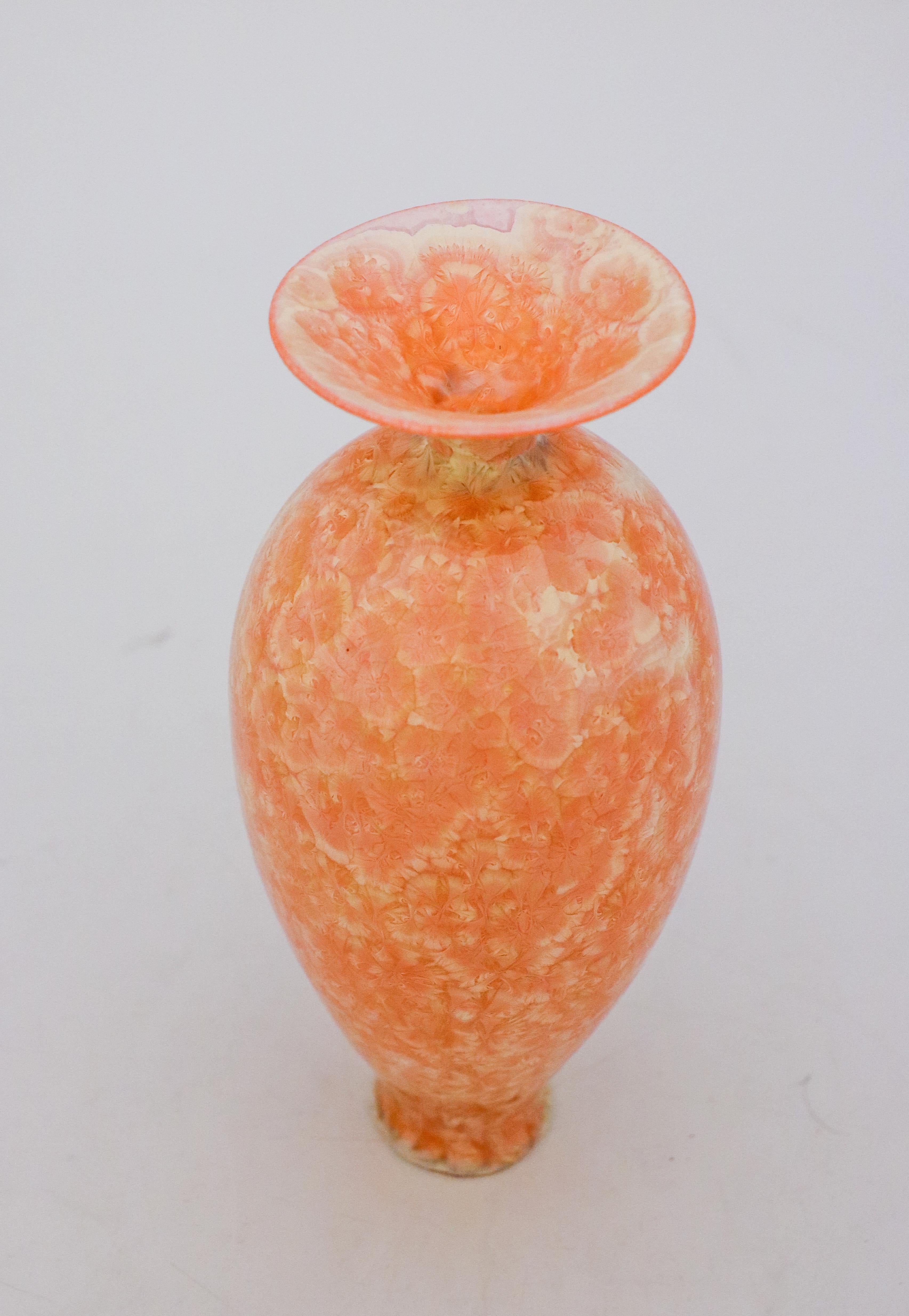Vase with Apricot Crystalline Glaze Isak Isaksson Contemporary Sweden Ceramic In New Condition In Stockholm, SE