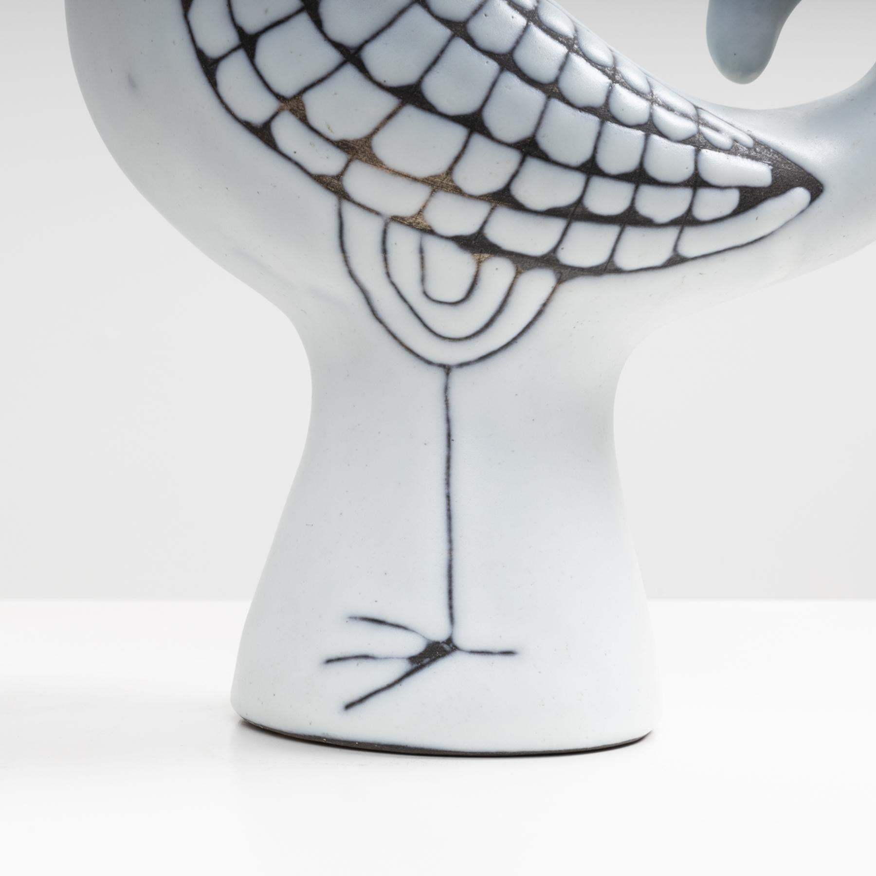 Vase with Bird Decor, Roger Capron, Capron Vallauris, 'France' In Good Condition In Brussels, BE