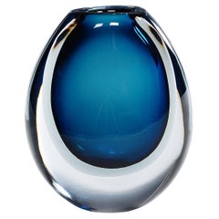 Vase with Blue and Grey Layers, Vicke Lindstrand for Kosta 1950s