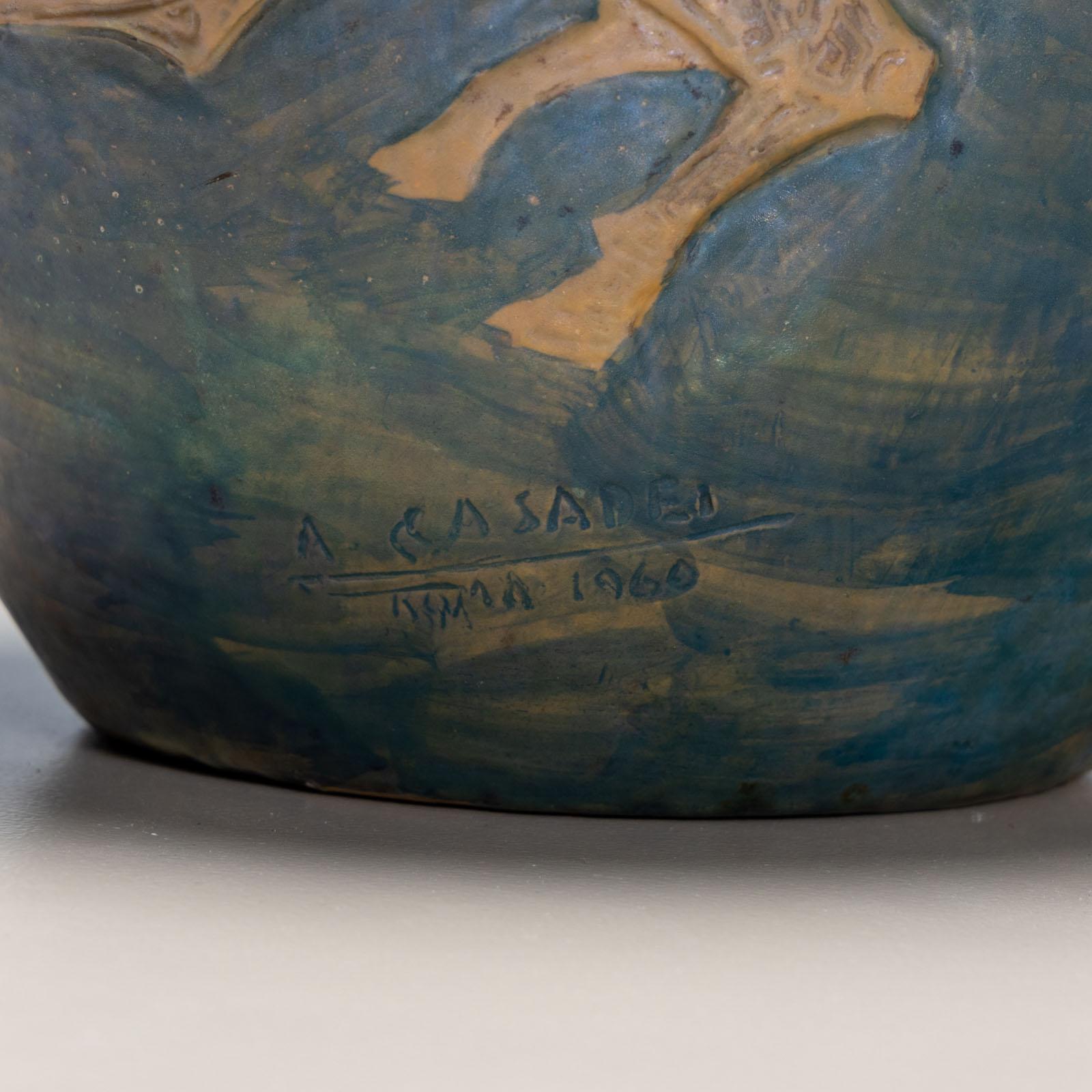 Jarrón con relieve de toro de Antonio Casadei (*1923), Roma, 1960 en Bueno estado para la venta en Greding, DE