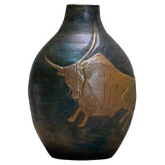 Vase with Bull Relief by Antonio Casadei (*1923), Rome, 1960