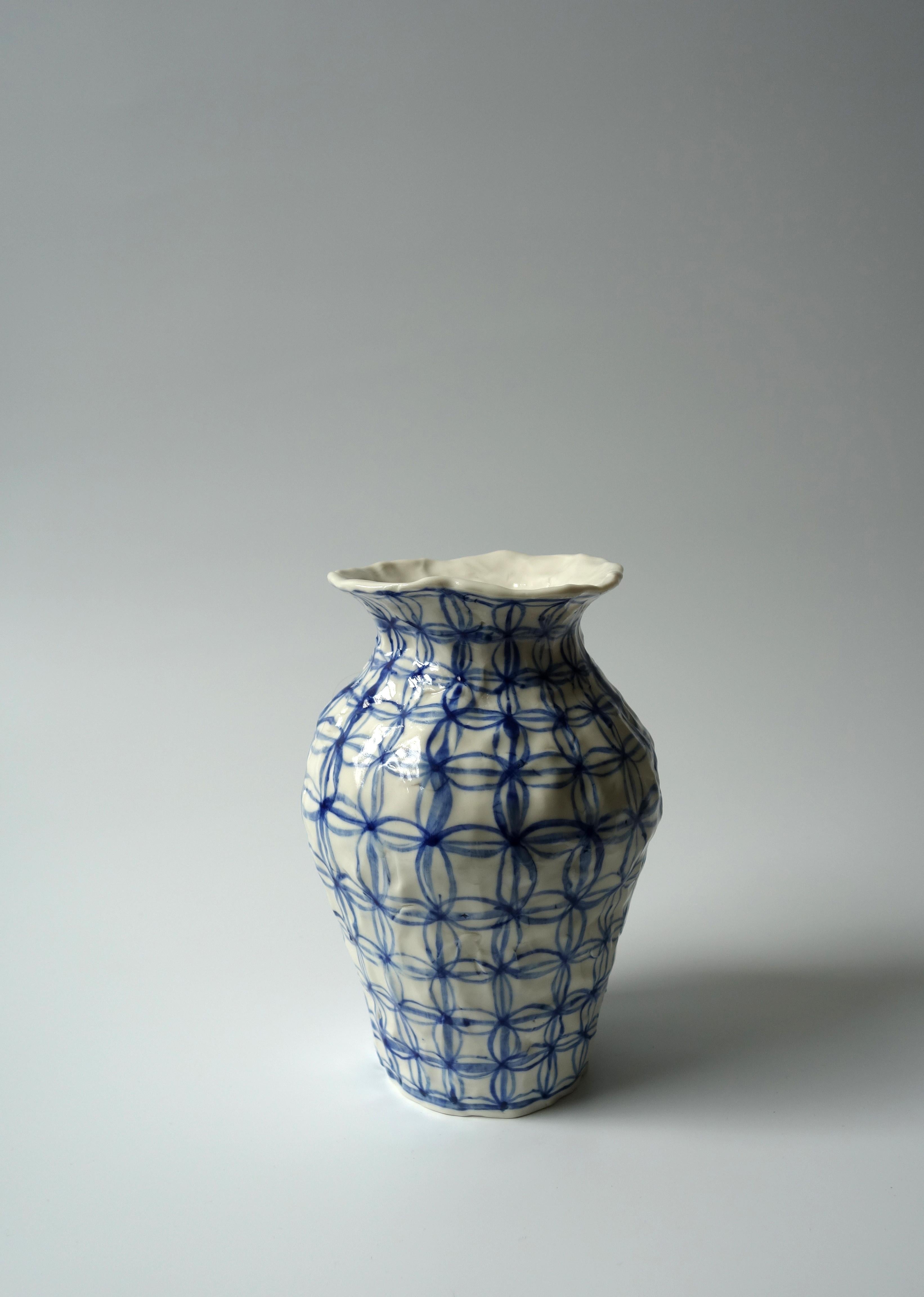 Contemporary Vase with Checkers by Caroline Harrius For Sale