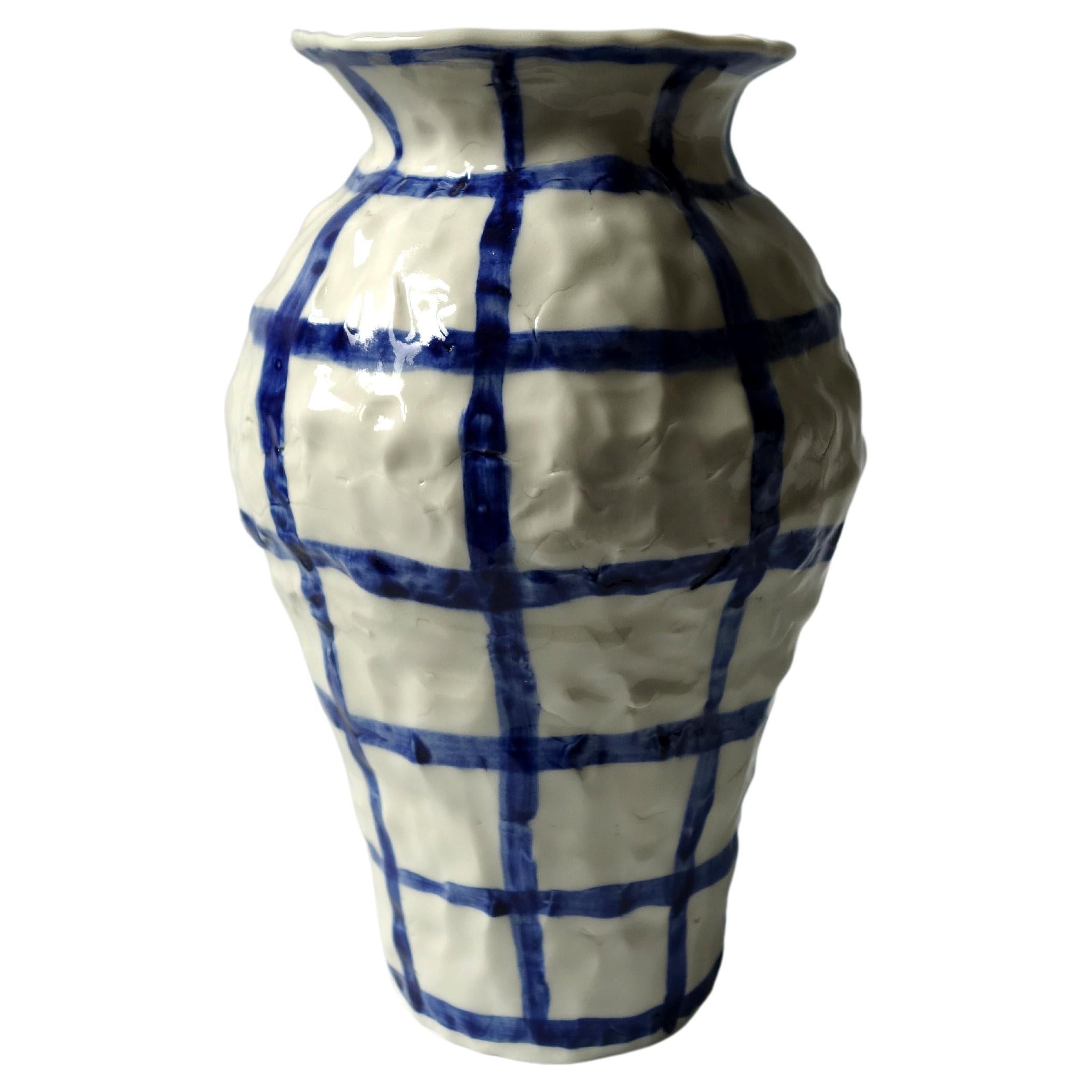 Blue Flower Emboridery Vase by Caroline Harrius For Sale at 1stDibs